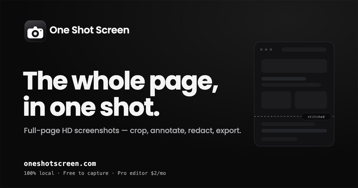 Full Page Screenshot Chrome Extension | One Shot Screen